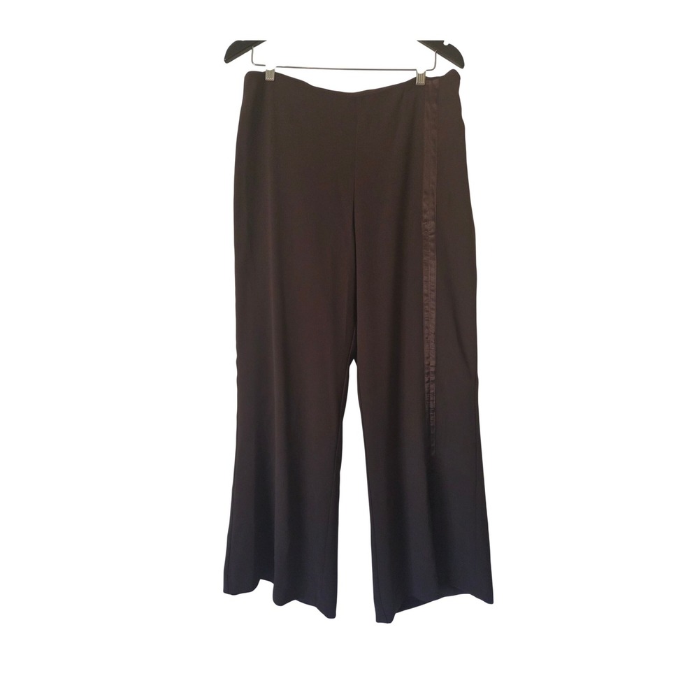 Cache Wide Leg Tuxedo Stripe Dress Pants Brown Size 10 Y2K Eveningwear Office